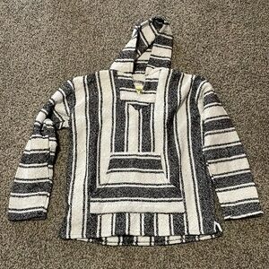 Fun cute white and black stripped poncho